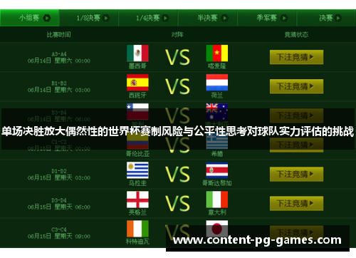 单场决胜放大偶然性的世界杯赛制风险与公平性思考对球队实力评估的挑战 单场决胜放大偶然性的世界杯赛制风险与公平性思考对球队实力评估的挑战